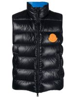 Moncler gilet matelassé à patch logo - Bleu