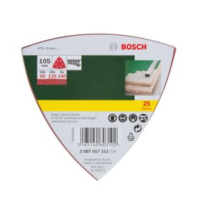 Bosch Accessories 2607017111 Deltaschuurpapierset Met klittenband, Geperforeerd Korrelgrootte (num) 60, 80, 180 Hoekmaat 105 mm 1 set(s)