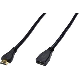 Digitus AK-330201-020-S HDMI-kabel HDMI Verlengkabel HDMI-A-stekker, HDMI-A-bus 2.00 m Zwart 4K UHD, Rond, Vergulde steekcontacten, Afgeschermd (drievoudig)