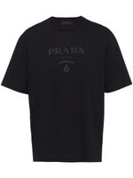 Prada t-shirt en coton à logo en relief - Noir