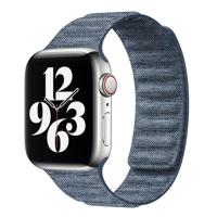 By Qubix - Denim nylon bandje - Donkerblauw - Compatible met Apple Watch 44mm / 45mm / 46mm / 49mm - Compatible Apple watch bandjes