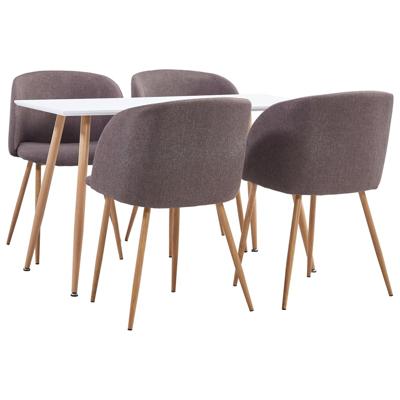 vidaXL 5-delige Eethoek stof bruin