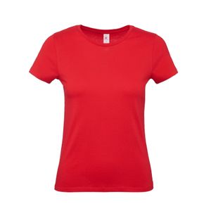 Rood basic t-shirts met ronde hals voor dames van katoen