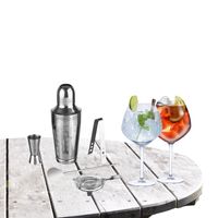 Cocktailshaker set RVS 5-delig inclusief 4x Gin Tonic glazen 730 ml - thumbnail