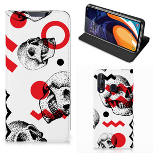 Mobiel BookCase Samsung Galaxy A60 Skull Red