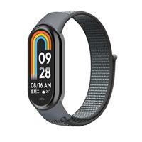 By Qubix - Sport loop nylon bandje - Grijs - Compatible met Xiaomi Smart Band 8 & 9 - Compatible Xiaomi bandje
