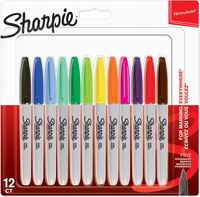 Sharpie permanente marker, fijn, blister van 12 stuks in geassorteerde kleuren