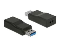 DeLOCK 65696 tussenstuk voor kabels USB 3.1 Gen 2 Type-A USB 3.1 Gen 2 Type-C Zwart - thumbnail