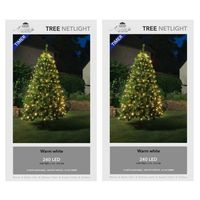 2x stuks kerstboom lichtnetten/netverlichting met timer 240 lampjes warm wit - thumbnail