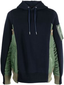 sacai hoodie à design patchwork - Bleu