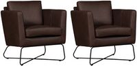 Set van 2 Bruine leren moderne design fauteuils Club - Rancho Leer Brown (bruin leer) - thumbnail