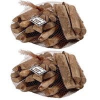 2x zakjes creotime hobby/decoratie hout mix - 610 gram - 6-14 cm - knutselhout