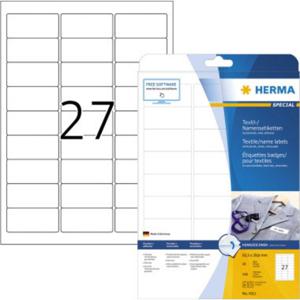 Herma 4511 Naametiketten 63.5 x 29.6 mm Acetaatzijde Wit 540 stuk(s) Weer verwijderbaar Laser (zwart/wit), Kopiëren (zwart/wit), Laser (kleur), Kopiëren (kleur)