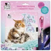 Cleo & Frank notitieblok en geheime pen 17 x 16 cm roze 2 delig