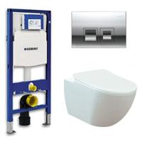 Geberit UP 100 toiletset - Inbouw WC Wandcloset - Creavit Mat Wit Rimfree Geberit Delta-50 Glans Chroom