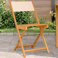 Bistrostoelen 2 st massief acaciahout en stof beige - thumbnail