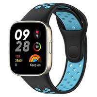 By Qubix - Siliconen sportband - Zwart met blauw - Compatible met Xiaomi Redmi Watch 3 - Compatible Xiaomi bandje