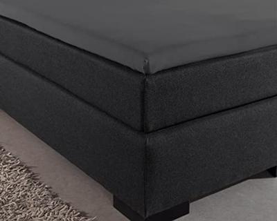 Hoeslaken Topper 100% Katoen, Vochtabsorberend en Warmteregulerend, Voor StandaardToppers 10 tot 12cm, Antraciet, 90 x 220 cm