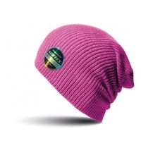 Warme gebreide Beanie wintermuts in het fuchsia roze   -