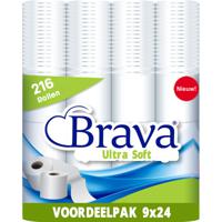 Brava - Ultra Soft Toiletpapier - 216 Rollen - Ultiem Comfort WC Papier - Superieure Sterkte - Maximale Absorptie & Pluisvrij - Voordeelverpakking WC Papier