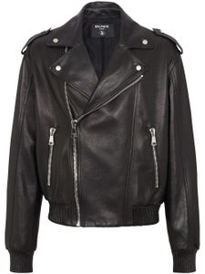 Balmain veste de moto en cuir - Noir