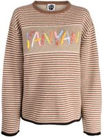 YANYAN KNITS pull rayé à logo brodé - Marron