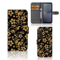 Sony Xperia 10 V Hoesje Gouden Bloemen