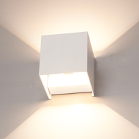 OUTLET: Buitenlamp wit Kubus 'Ace' wit 6W led up and down lamp (IP65 volledig waterdicht)