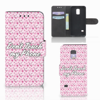 Samsung Galaxy S5 Mini Portemonnee Hoesje Flowers Pink DTMP