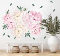 Muursticker - Pioenroos Bloemen / Vintage roze