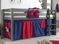 Bed ALIZE halfhoogslaper 90x200 cm grijs pijnboom tent Domino - thumbnail