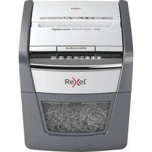 Rexel Optimum AutoFeed 45X Papierversnipperaar 45 vellen Cross cut 4 x 28 mm P-4 20 l Ook geschikt voor Paperclips, Nietjes, Creditcards