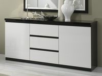 Dressoir ROMEO 2 deuren en 3 lades hoogglans zwart/hoogglans wit