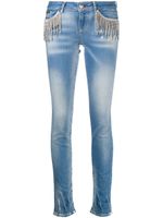 Philipp Plein jean slim à franges en cristal - Bleu