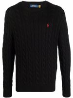 Polo Ralph Lauren pull en maille torsadée à logo brodé - Noir