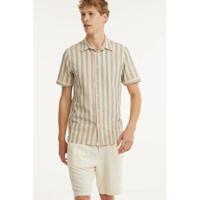 Scotch & Soda gestreept regular fit overhemd zalm/lichtgroen