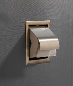 Saniclear Brass inbouw toiletrol houder met klep geborsteld messing mat goud