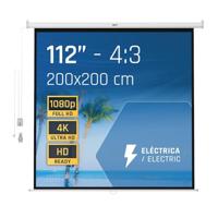 iggual Projectiescherm, 27,9 cm (111 inch), elektrisch, oprolbaar, vierkant formaat, verstelbaar scherm, afstandsbediening en AUX-schakelaar, geschikt voor wand/plafond, compatibel met 4K en elke