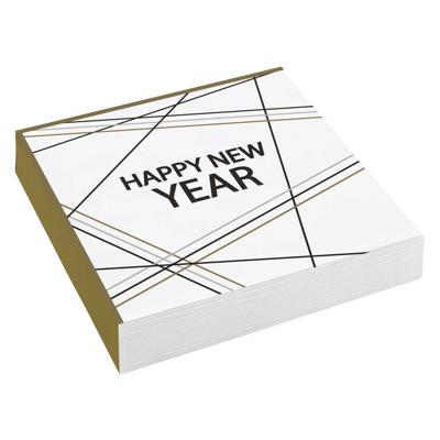 Amscan Servetten Happy New Year 16,5cm Papier 20 Stuks Wit/goud