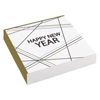 Amscan Servetten Happy New Year 16,5cm Papier 20 Stuks Wit/goud