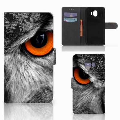Samsung Galaxy J4 2018 Telefoonhoesje met Pasjes Uil Samsung Galaxy J4 2018 Telefoonhoesje met Pasjes Uil