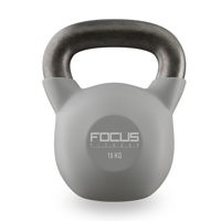 Kettlebell - Focus Fitness Vinyl - 18 kg - Grijs