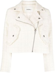 Goen.J veste de moto en tweed à coup crop - Blanc