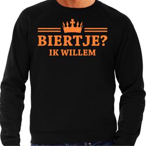 Bellatio Decorations Koningsdag sweater voor heren - biertje - zwart - glitters - feestkleding 2XL  -