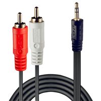 LINDY 35685 Cinch / Jackplug Audio Aansluitkabel [2x Cinch-stekker - 1x Jackplug male 3,5 mm] 10.00 m Zwart - thumbnail