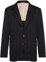 Brunello Cucinelli blazer en laine à rayures - Noir