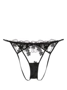 Fleur Du Mal string en dentelle brodée à effet de transparence - Noir