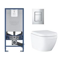 GROHE Rapid SLX toiletset met inbouwreservoir, keramieken wandcloset met small bedieningsplaat chroom sw107663/sw227373/sw336186/ - thumbnail