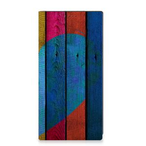 Samsung Galaxy S23 Ultra Book Wallet Case Wood Heart - Cadeau voor je Vriend