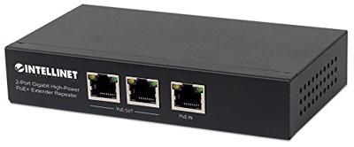 Intellinet 561266 2-poorts Gigabit High-Power PoE+ Extender, 2 PSE-poorten Metaal Zwart